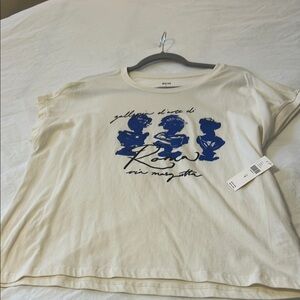 Maeve Cream Tee with Blue Graphic